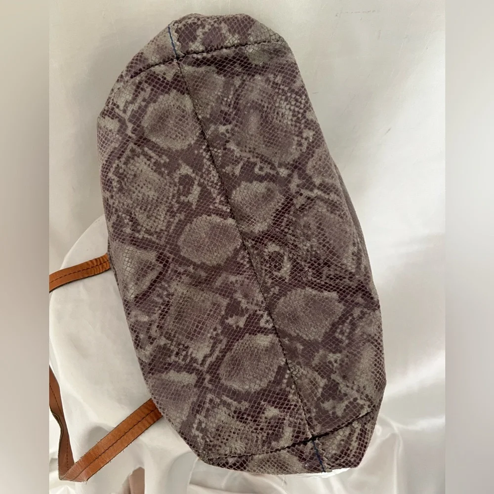 Patricia Nash Brown/Tan Snake Python Print Italian Leather Tote